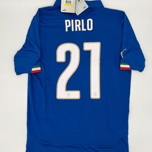 Italy 2014/2015 Home Authentic PUMA Pirlo #21 Jersey M Men Blue